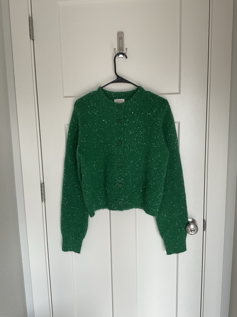 Roolee Green Speckled Button-Up Knit Cardigan